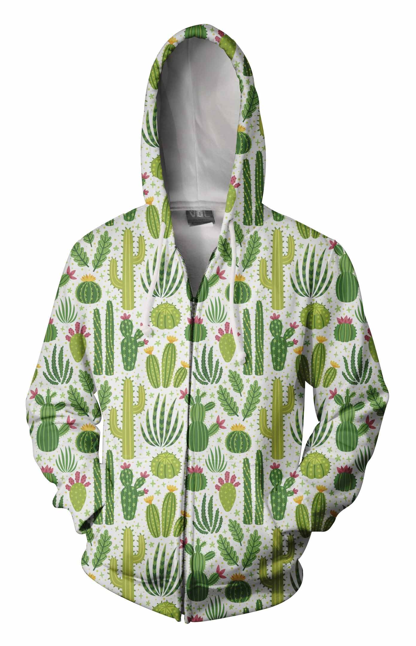 3D All Over Printing Green Cacti And Flower Hoodie