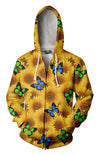 3D All Over Printing Butterfly Garden And Sunflowers Hoodie