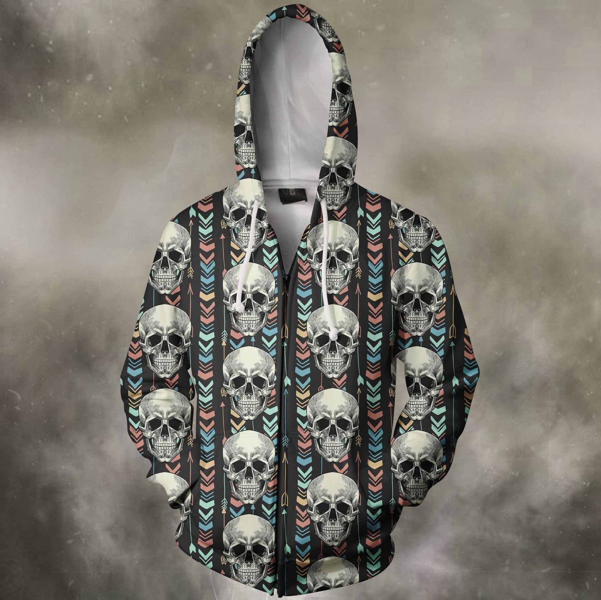 All Over Print The Skull Hoodie