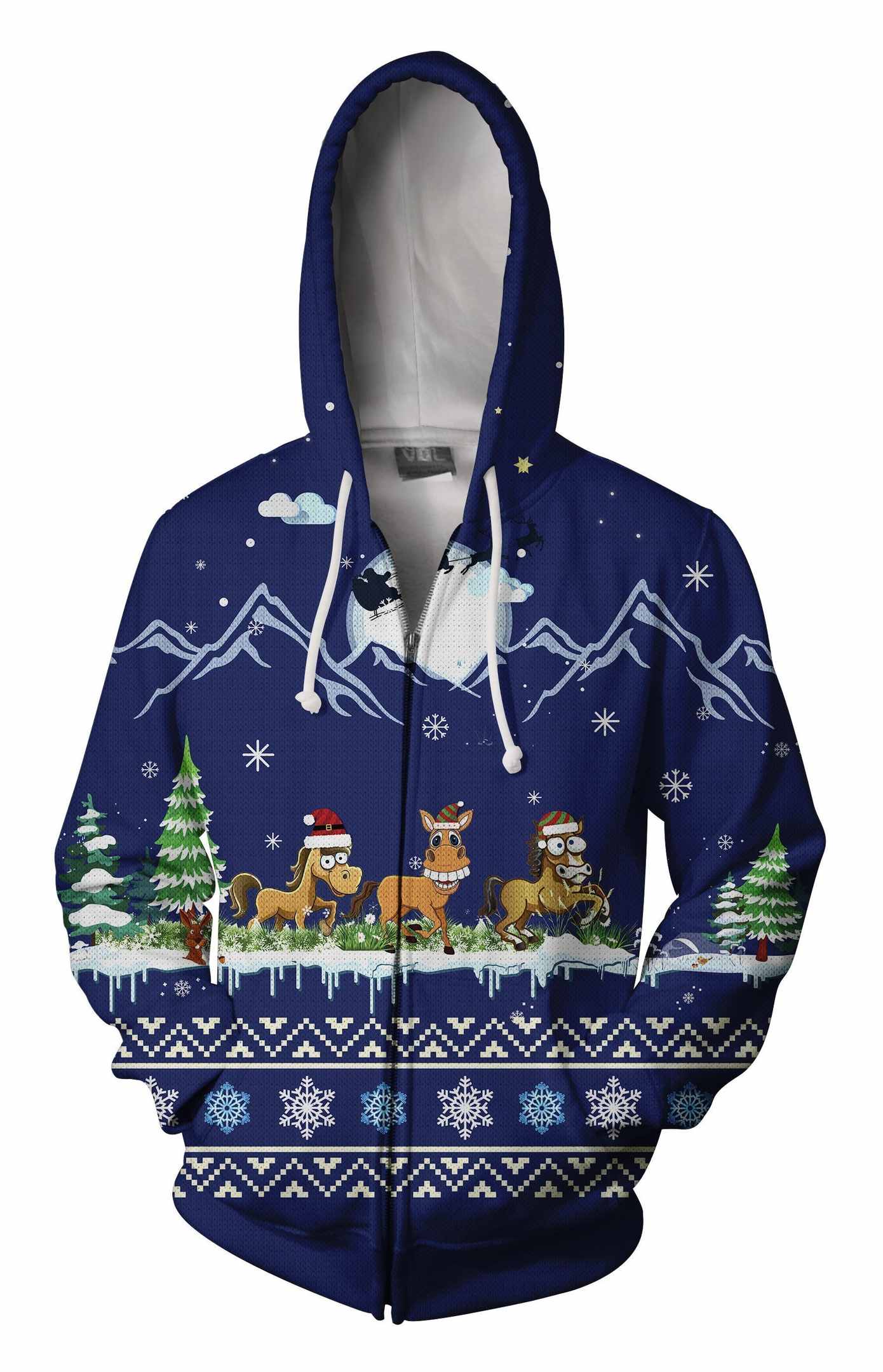 3D All Over Print Horse On Christmas Shirts
