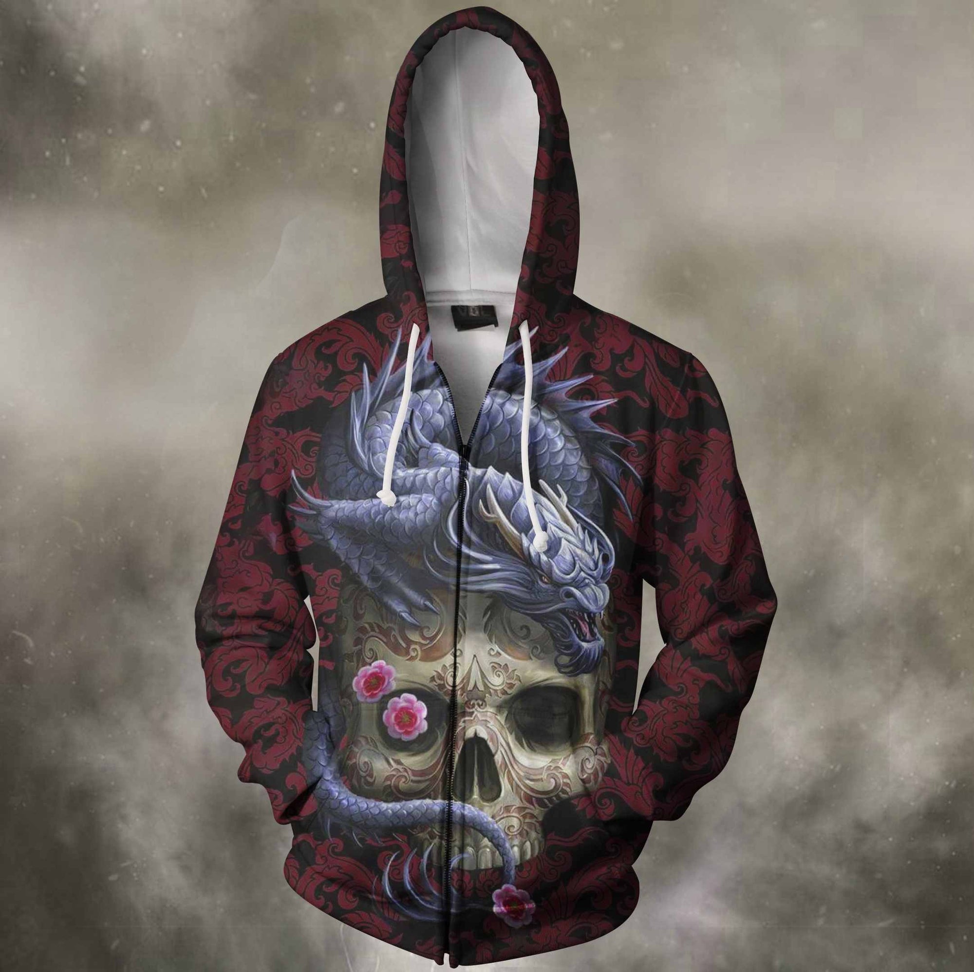 3D All Over Printing Skull With Dragon Shirts