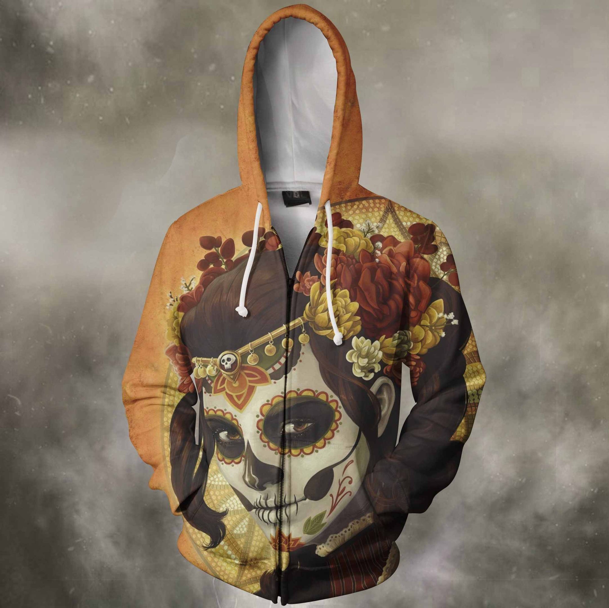 3D All Over Sugar Beautiful Skull Hoodie