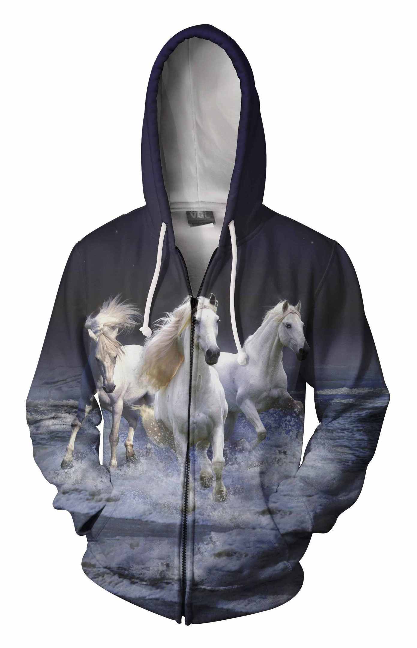 3D All Over Printing  White Horse Shirt