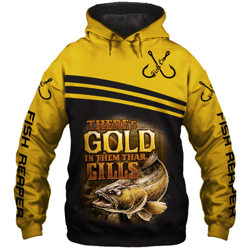 Awesome hoodie 3D ALL Print Fishing Gold -Men and Women Zip Hoodies- ND005