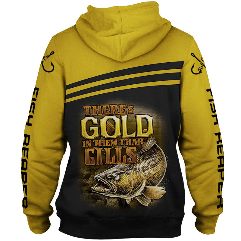 Awesome hoodie 3D ALL Print Fishing Gold -Men and Women Zip Hoodies- ND005