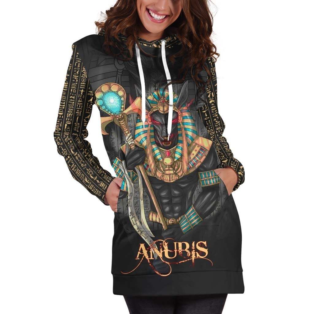 All Over Printed Anubis Hoodie Dress H219B