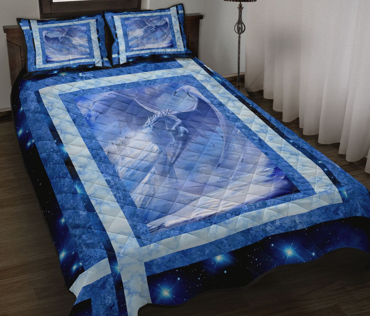Awesome Hoodied Treble Clef And Hummingbirds Quilt Bed Set Winter Dragon HDQ009
