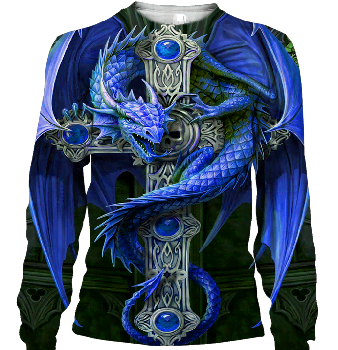 3D All Over Print Blue Dragon Hoodie