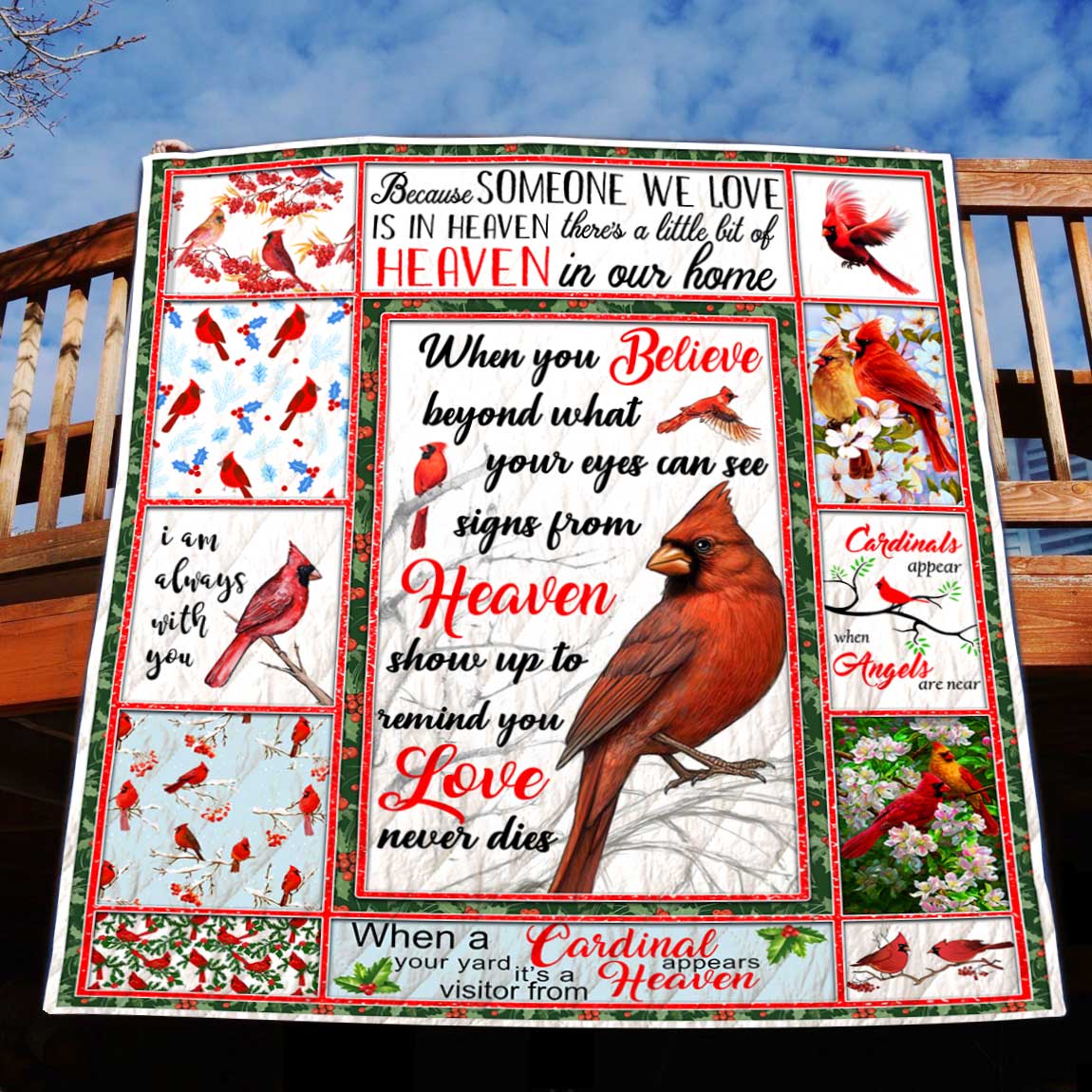 Awesome Hoodied Cardinal Bird Quilt Blanket DC055