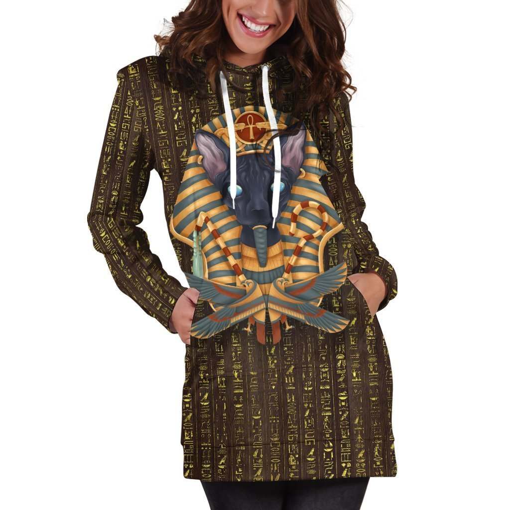 All Over Printed Cat King Hoodie Dress