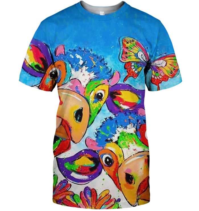 3D AOP Color Cow Shirt