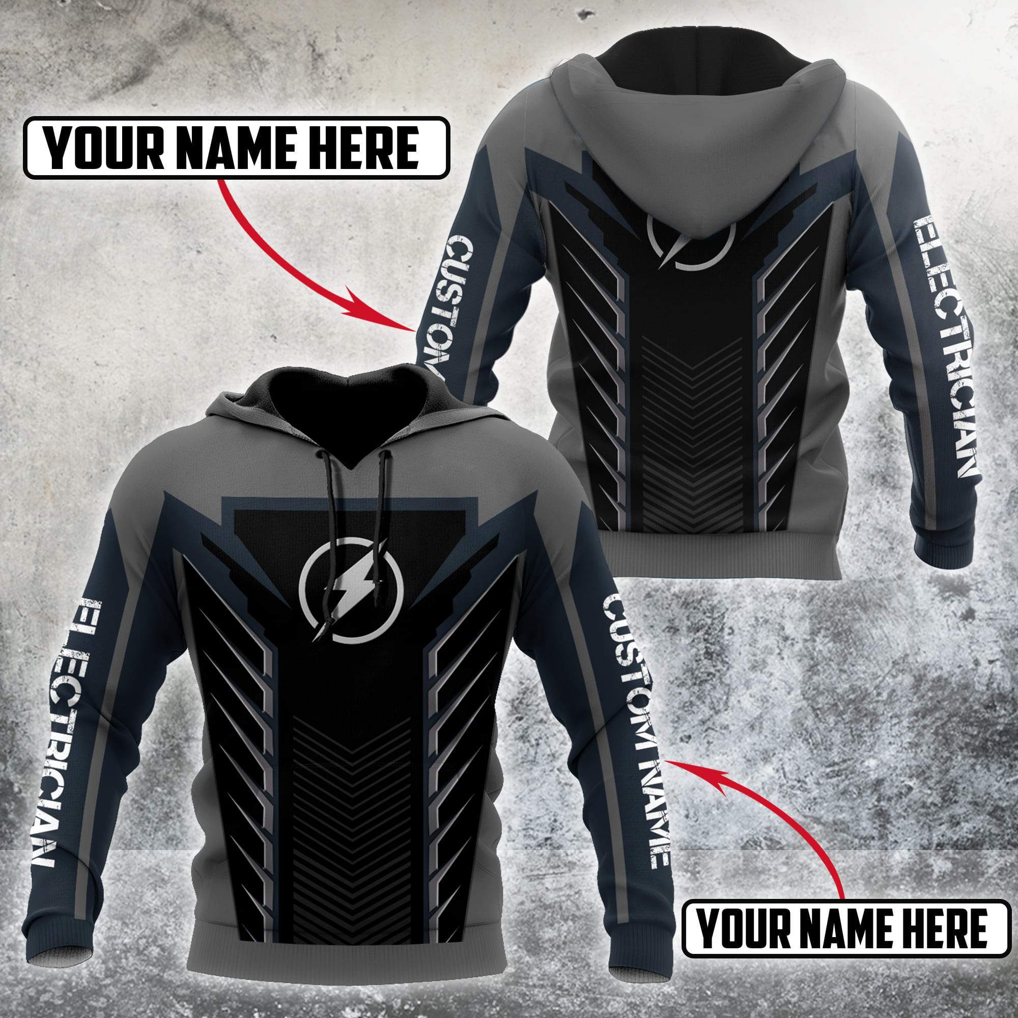 Awesome Hoodie 3D All Over Print Electrician - Customize Name for Men and Women Hoodie, T-Shirt, Zip Hoodies, Sweatshirt DC078