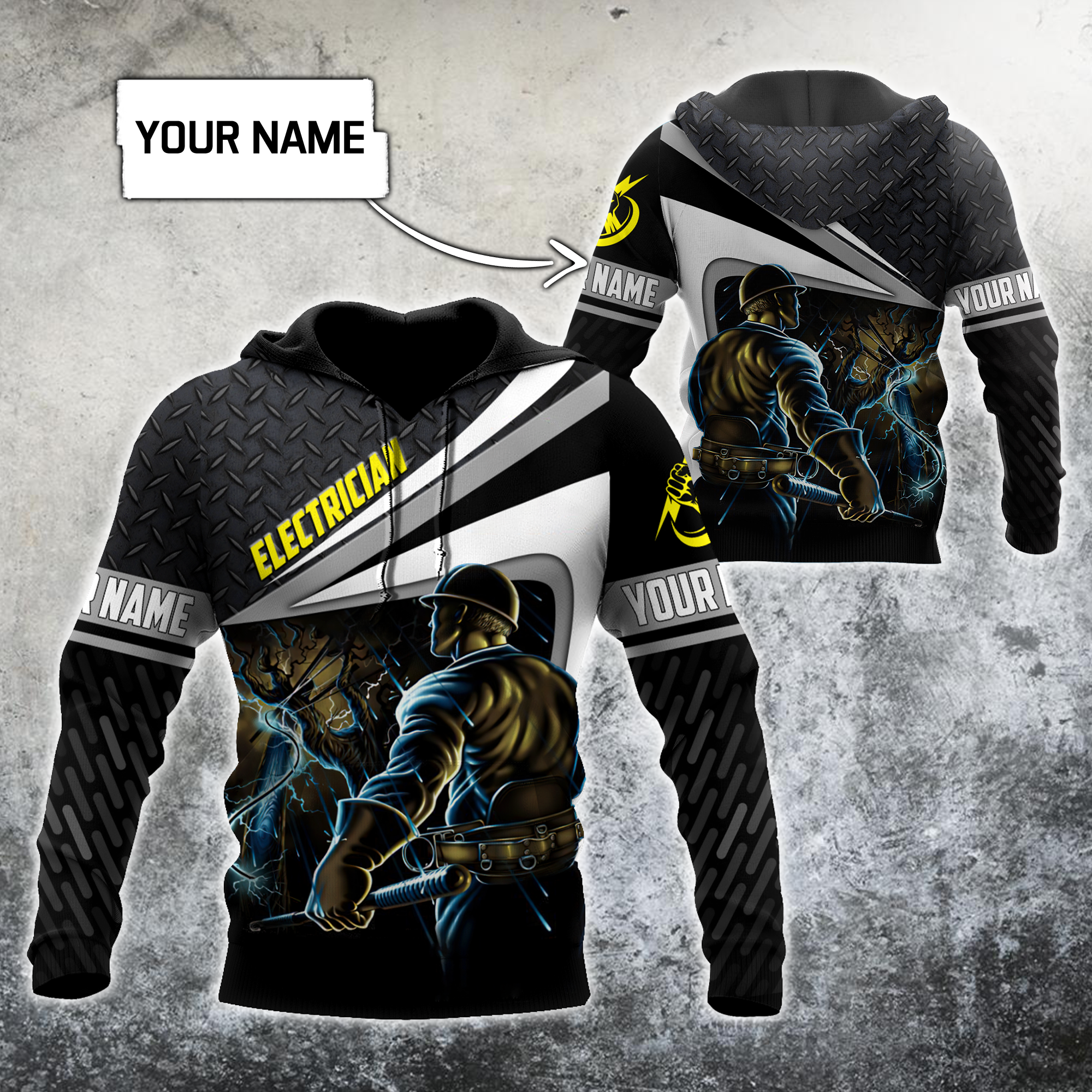 Awesome Hoodie 3D All Over Print Premium Personalized Electrician - Customize Name for Men and Women Hoodie, T-Shirt, Zip Hoodies, Sweatshirt DC084
