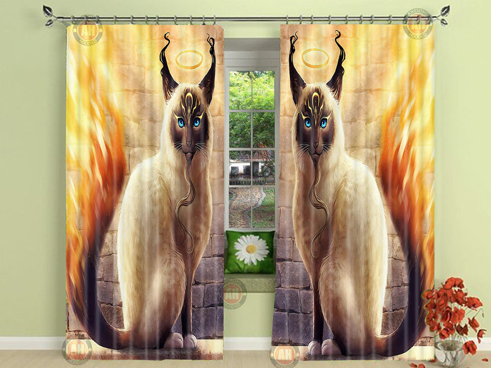Awesome hoodied 3D all print Cat Curtains  skull - VNC0023