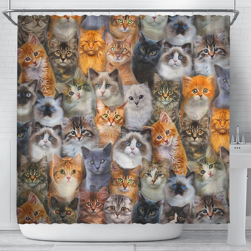 Awesome hoodied Cuteness Overload - Shower Curtain Printed 3D Grommet Curtains - NQC0013