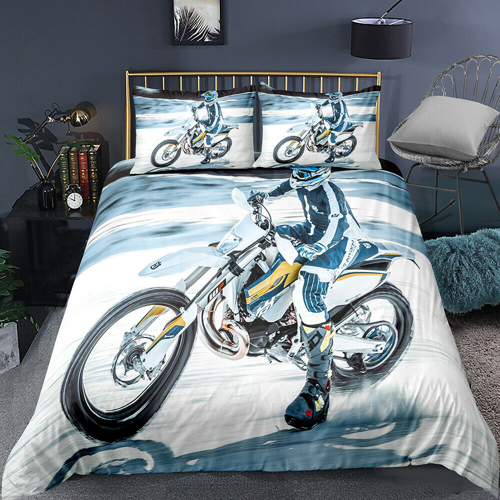 Awesome Hoodied  White Mountain Motorbike Bedding Set HBD0011