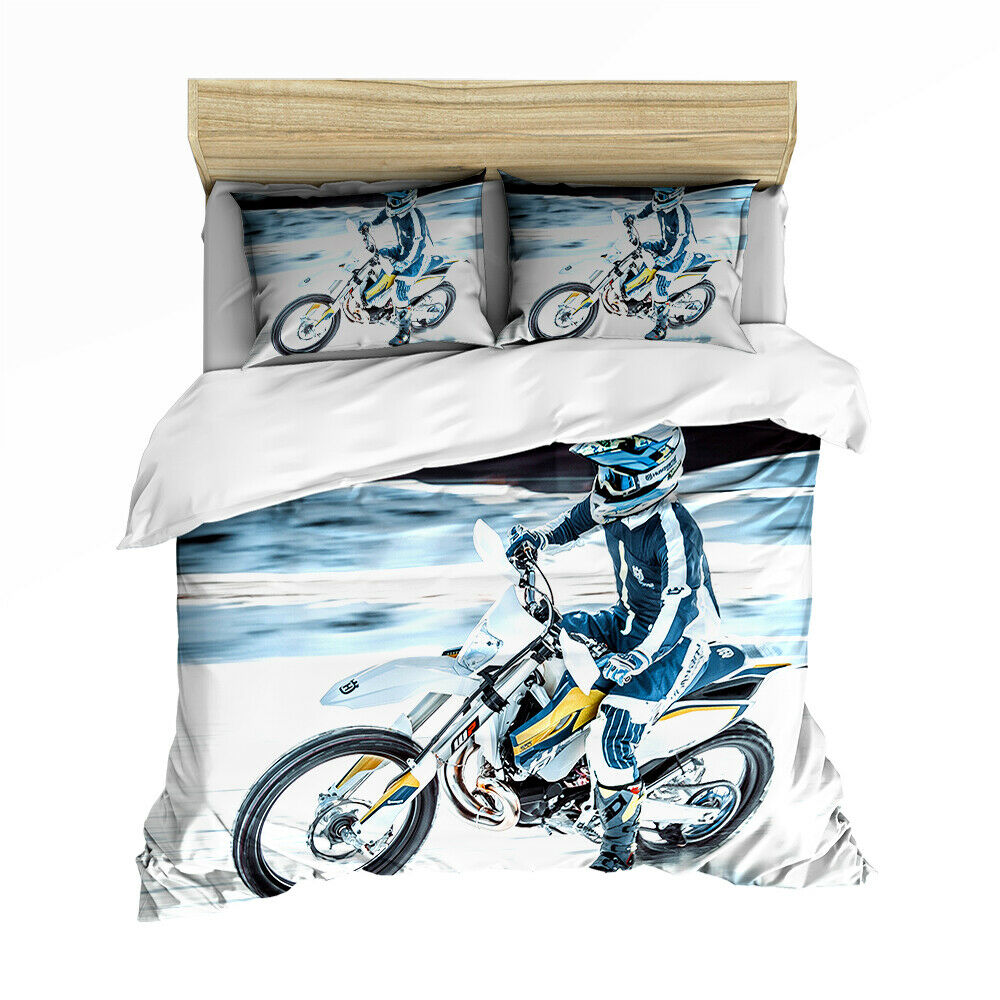 Awesome Hoodied  White Mountain Motorbike Bedding Set HBD0011