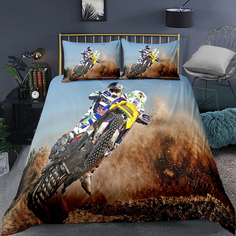 AWESOME HOODIED YELLOW MOUNTAIN MOTORBIKE BEDDING SET HBD0012