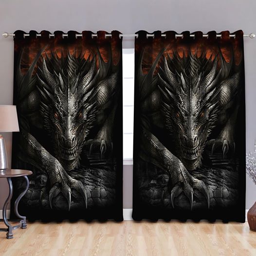 Awesome hoodies Pattern Dragon Dungeon All Printed 3D Grommet Window Curtains - HD05
