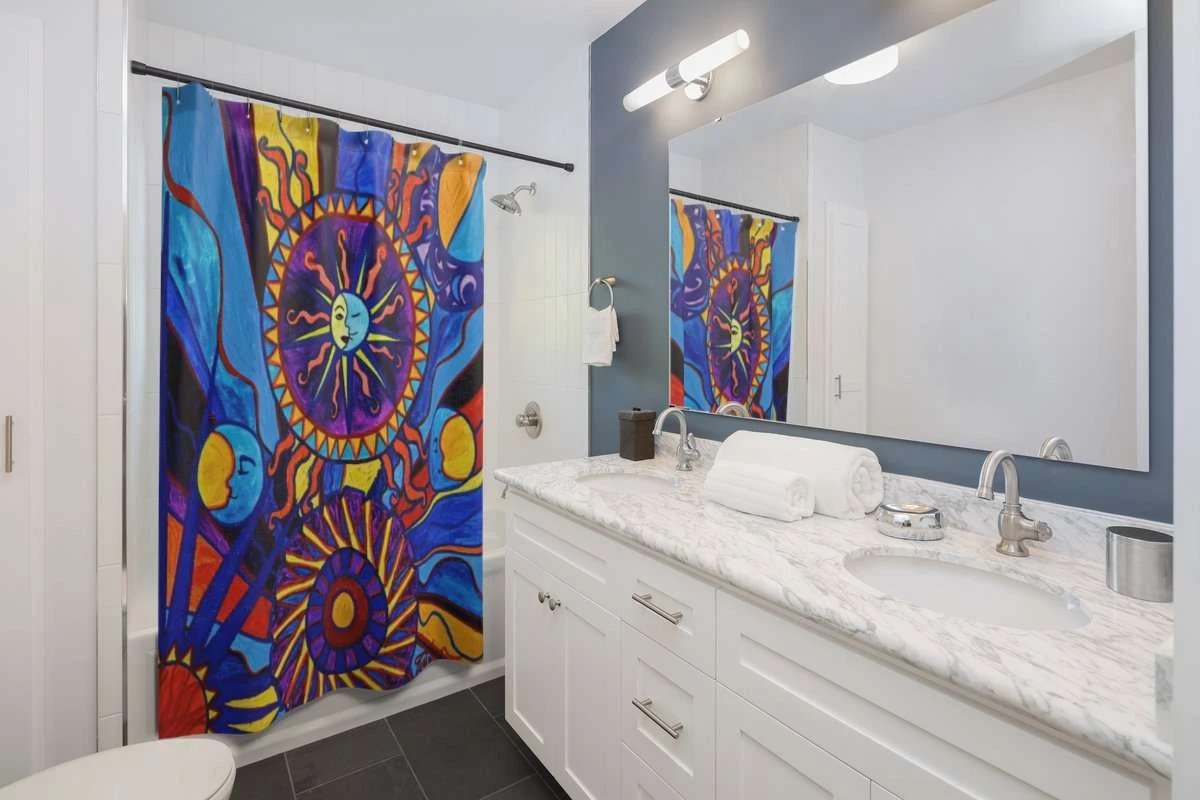 Awesome hoodied Sun And Moon - Shower Curtains Printed 3D Grommet Window Curtains - NQC007