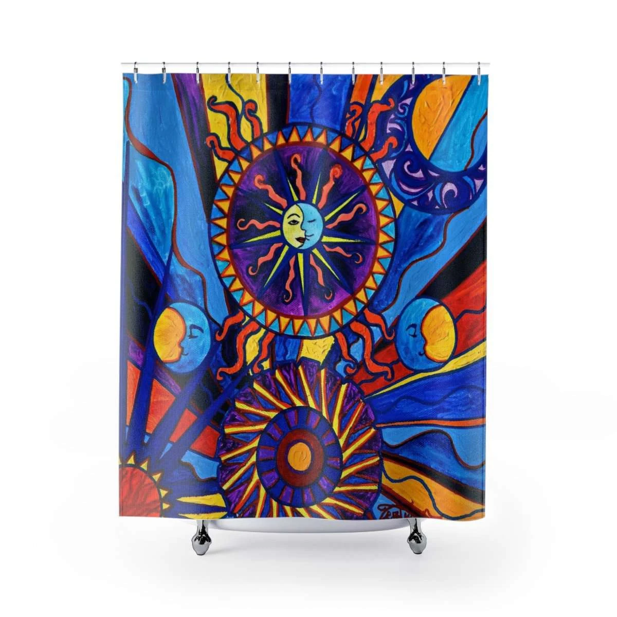 Awesome hoodied Sun And Moon - Shower Curtains Printed 3D Grommet Window Curtains - NQC007