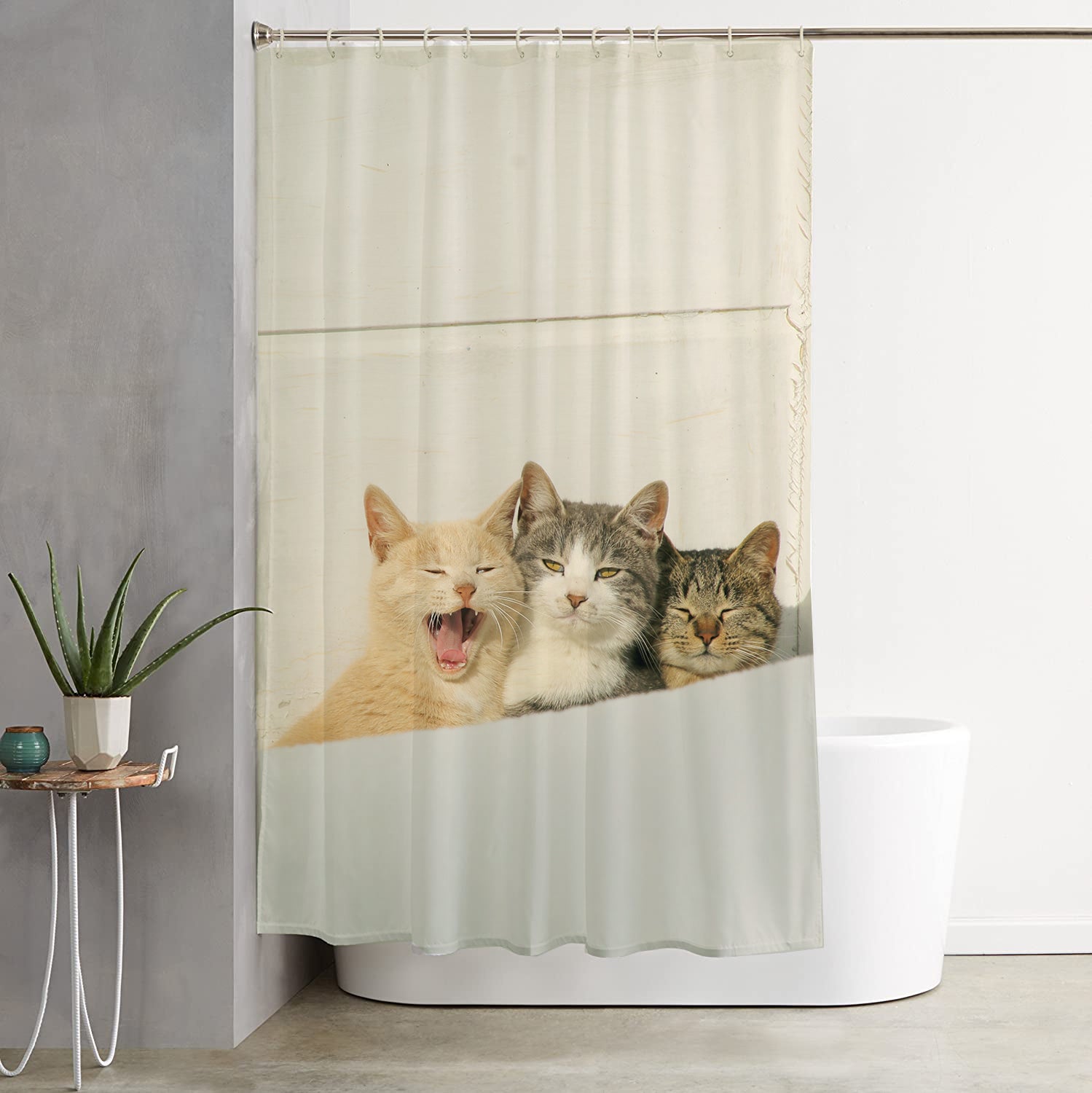 Awesome hoodied Cats Printed 3D Grommet Shower Curtains - HB00042