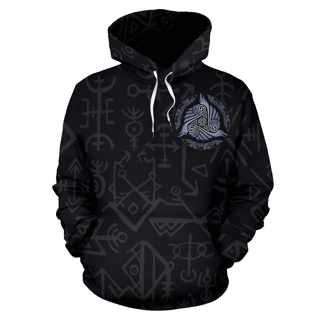 Awesome hoodied 3D ALL Print VikingTriskele Raven Runes-Men and Women Hoodie Zip Hoodies- VN0062
