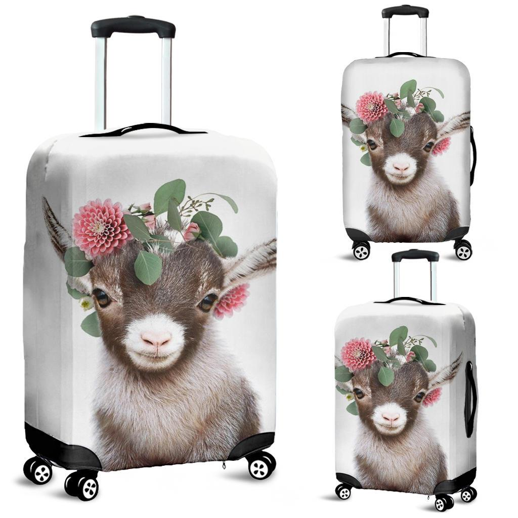 Awesome Hoodied Goatling And Flowers 03 Luggage Cover For Everyone KHGAF03