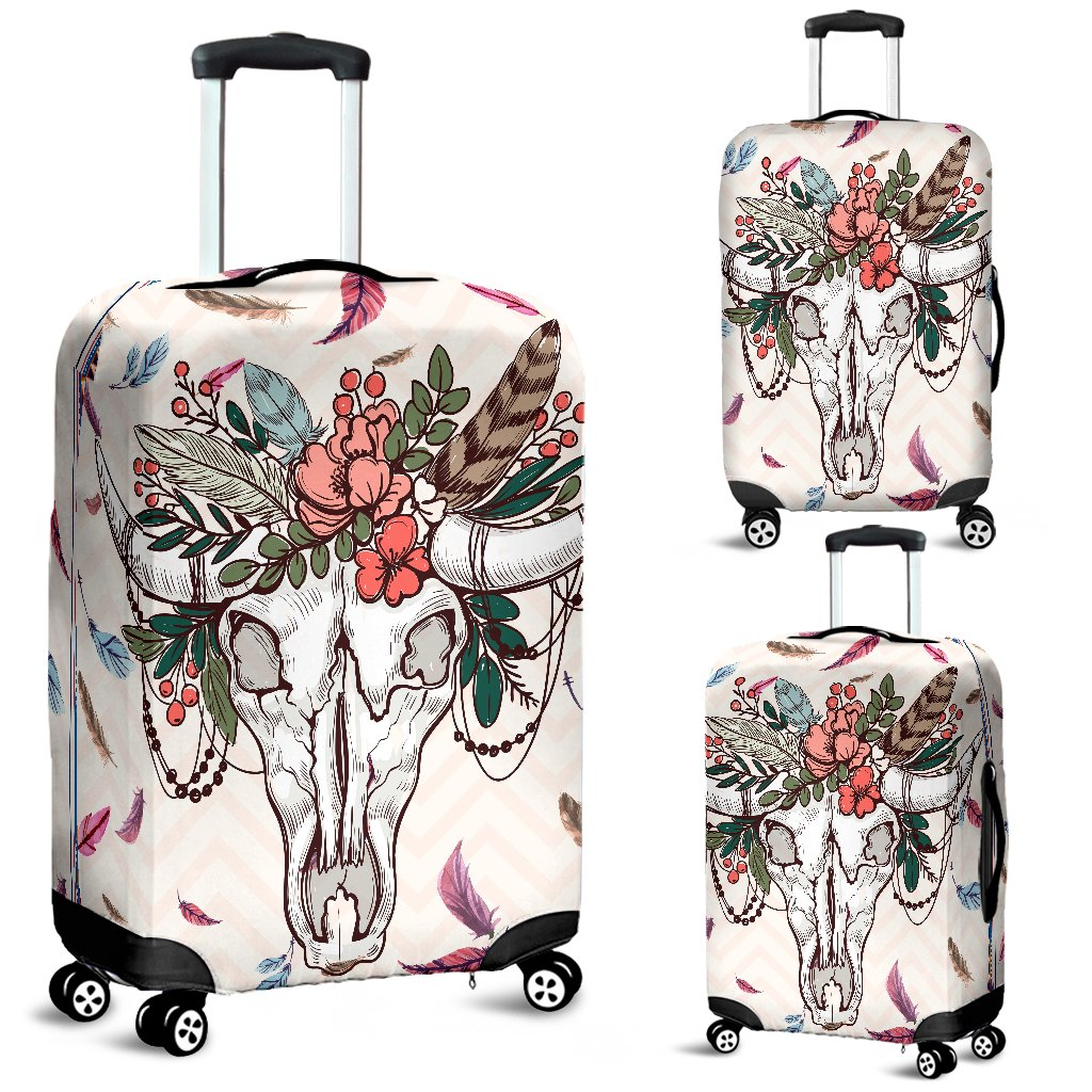 Awesome Hoodied COW SKULL Luggage Cover For Everyone KHCS