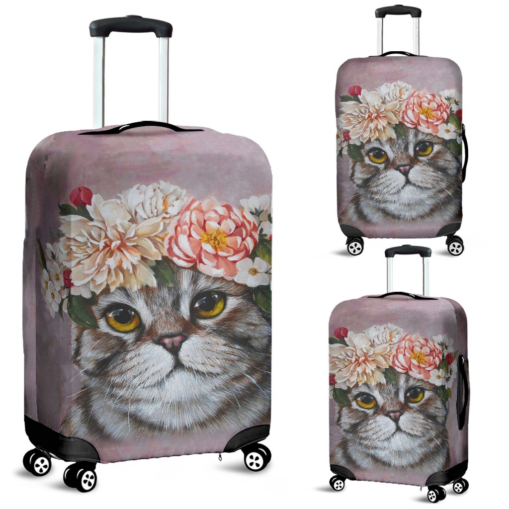 Awesome Hoodied Cat And Flowers Luggage-01 Cover For Everyone KHCF01