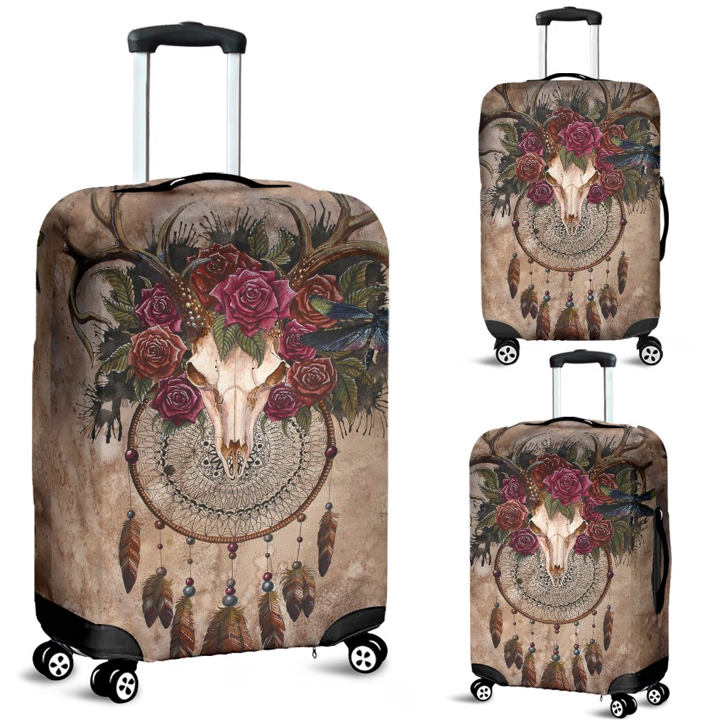 Awesome Hoodied Deer Skull, Dreamcatcher And Flowers Luggage Cover For Everyone KHDSDAF