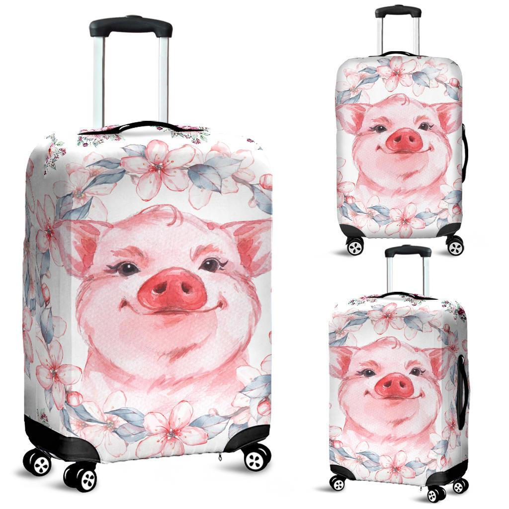 Awesome Hoodied Piggy And Flowers-01 Luggage Cover For Everyone KHPAF01