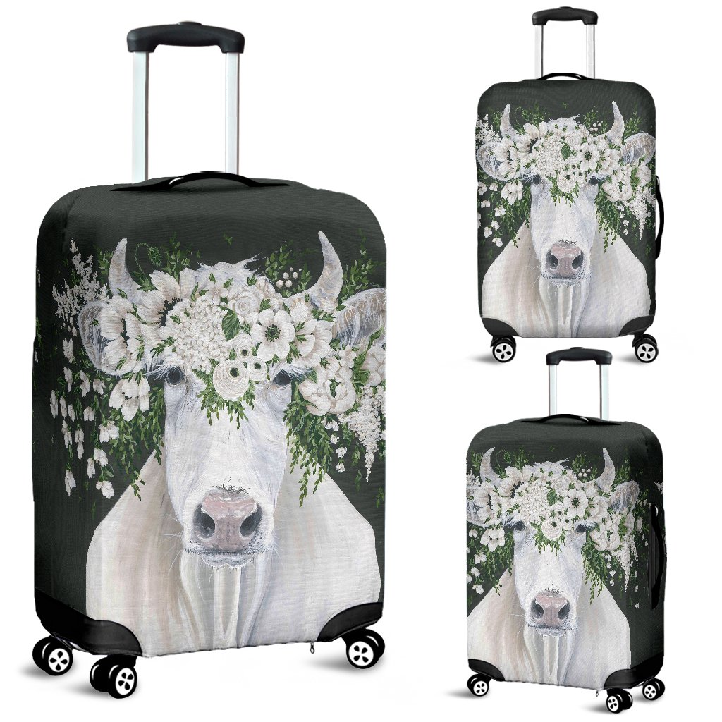 Awesome Hoodied WHITE COW Luggage Cover For Everyone KHWC