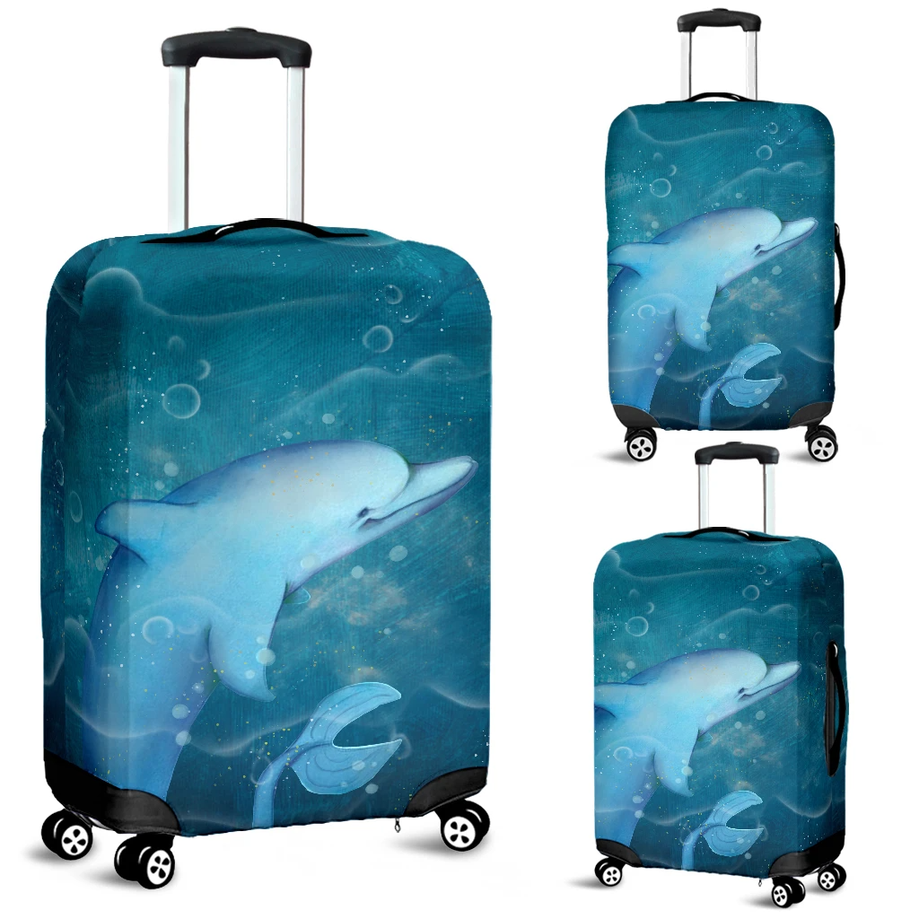 Awesome Hoodied Dolphin Luggage Cover For Everyone KHD01