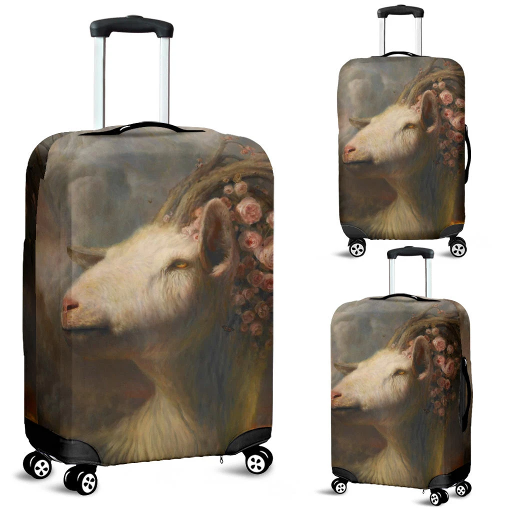 Awesome Hoodied Goat And Flowers Luggage Cover For Everyone KHGAF