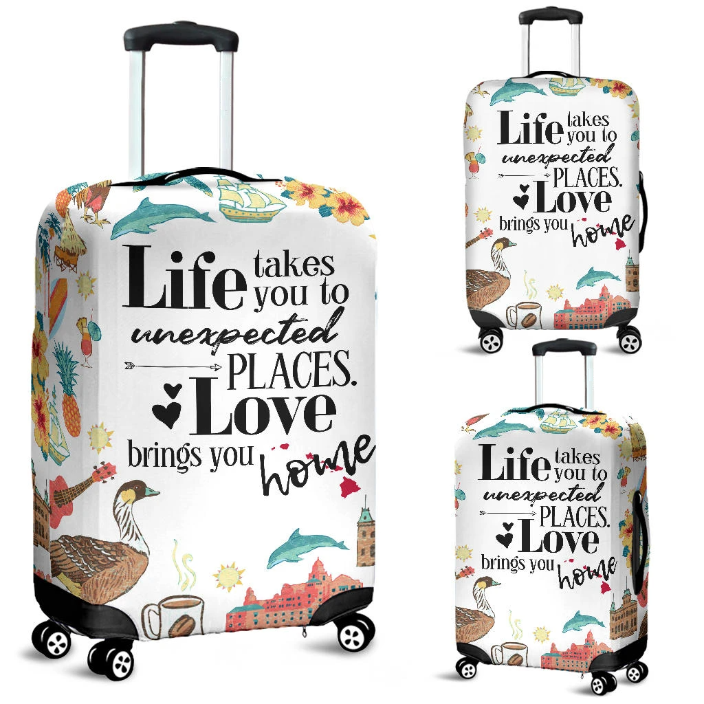 Awesome Hoodied HAWAII LOVE BRINGS YOU HOME Luggage Cover For Everyone KHHLBYH