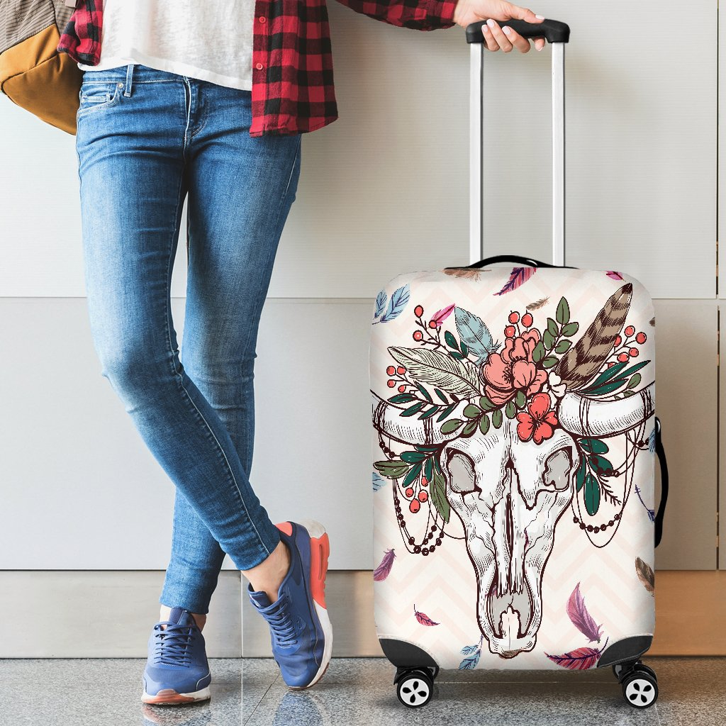 Awesome Hoodied COW SKULL Luggage Cover For Everyone KHCS