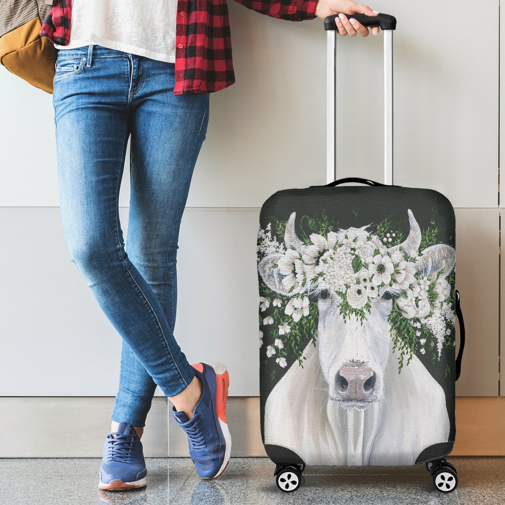 Awesome Hoodied WHITE COW Luggage Cover For Everyone KHWC