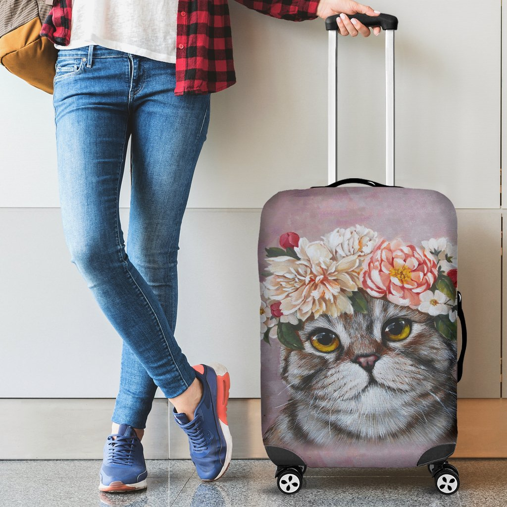 Awesome Hoodied Cat And Flowers Luggage-01 Cover For Everyone KHCF01