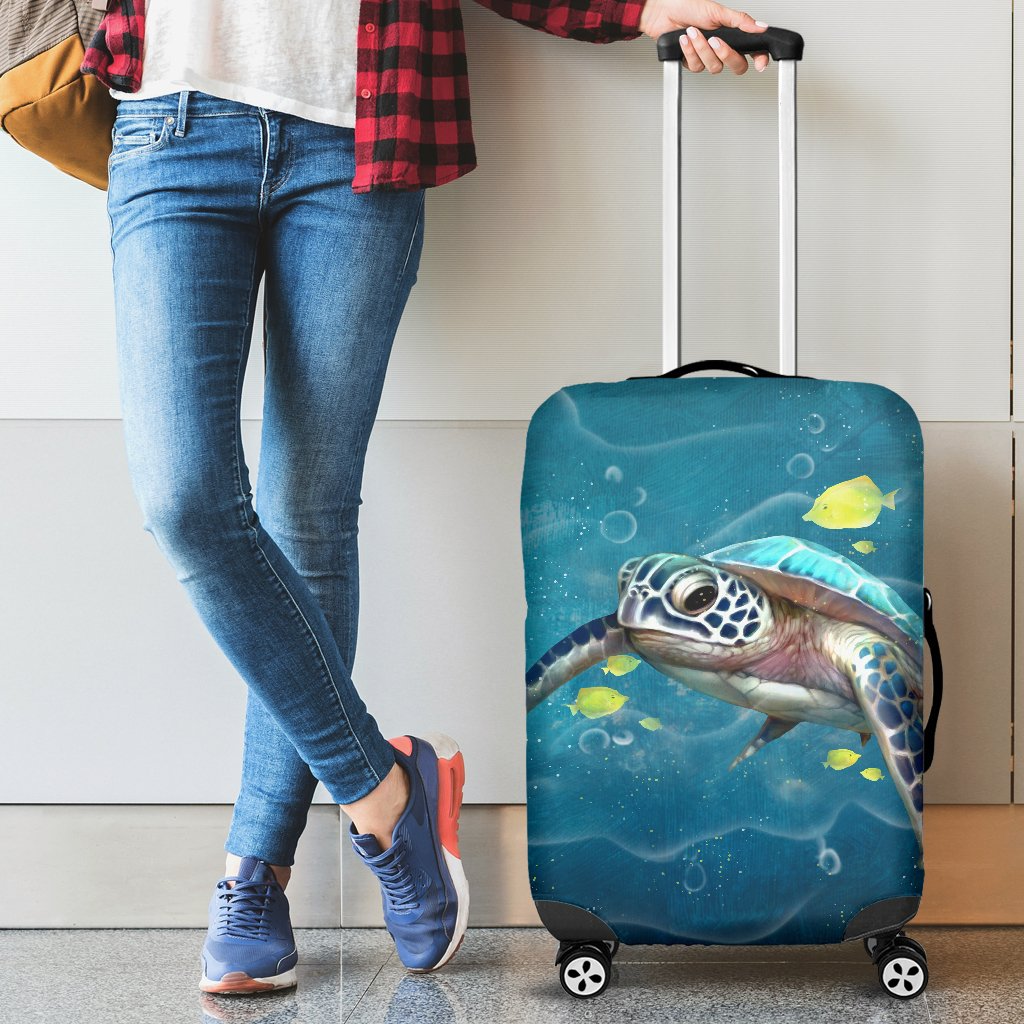 Awesome Hoodied TURTLE AND YELLOW FISH Luggage Cover For Everyone KHTAYF