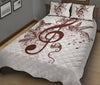 Awesome Hoodied Treble Clef And Hummingbirds Quilt Bed Set White-Brown DCB007