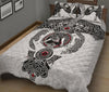 Awesome Hoodied Viking Quilt Bed Set White, Odin&#39;s Ravens Fenrir Skoll And Hati Valknut-VNBD0001