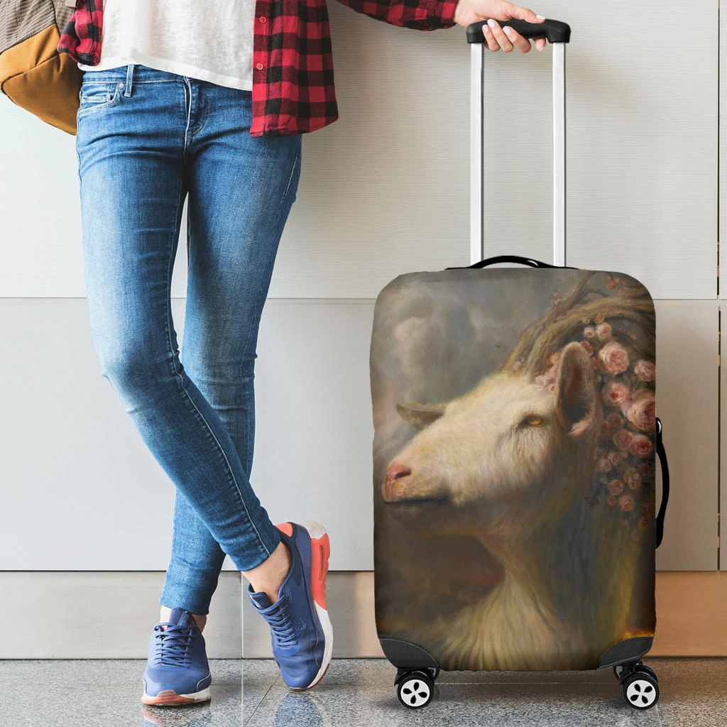 Awesome Hoodied Goat And Flowers Luggage Cover For Everyone KHGAF