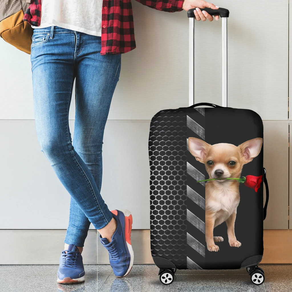 Awesome Hoodied Chihuahua And Rose Luggage Cover For Everyone KHCAR