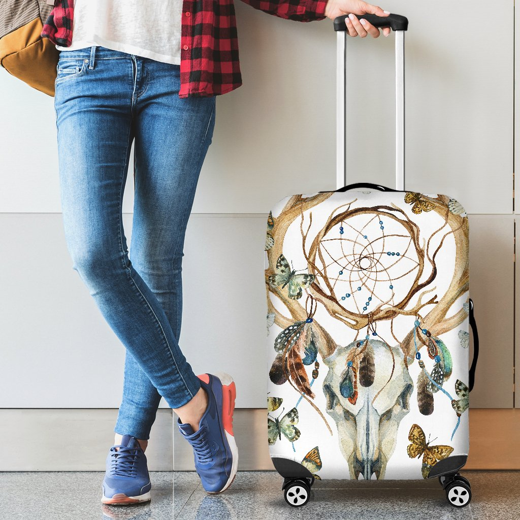 Awesome Hoodied Deer Skull Dreamcathcher And Butterflies Luggage Cover For Everyone KHDSDB