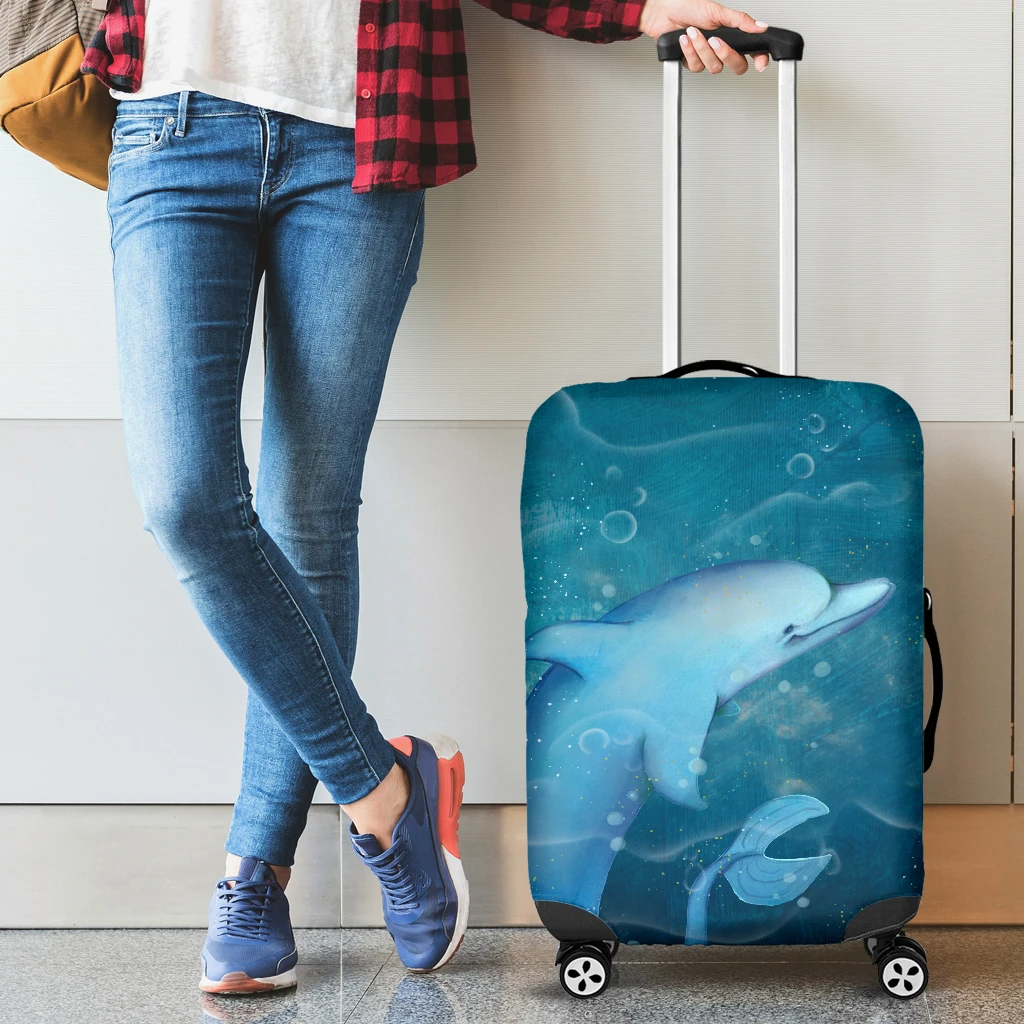 Awesome Hoodied Dolphin Luggage Cover For Everyone KHD01