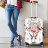 Awesome Hoodied COW SKULL, FEATHERS, ARROWS AND FLOWERS Luggage Cover For Everyone KHCSFAAF