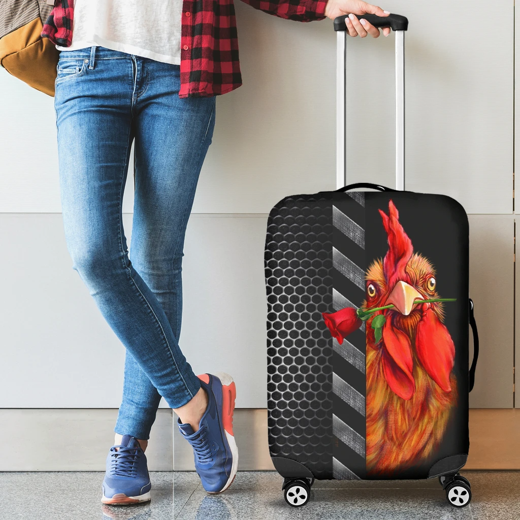Awesome Hoodied Chicken And Rose 01 Luggage Cover For Everyone KHCAR01