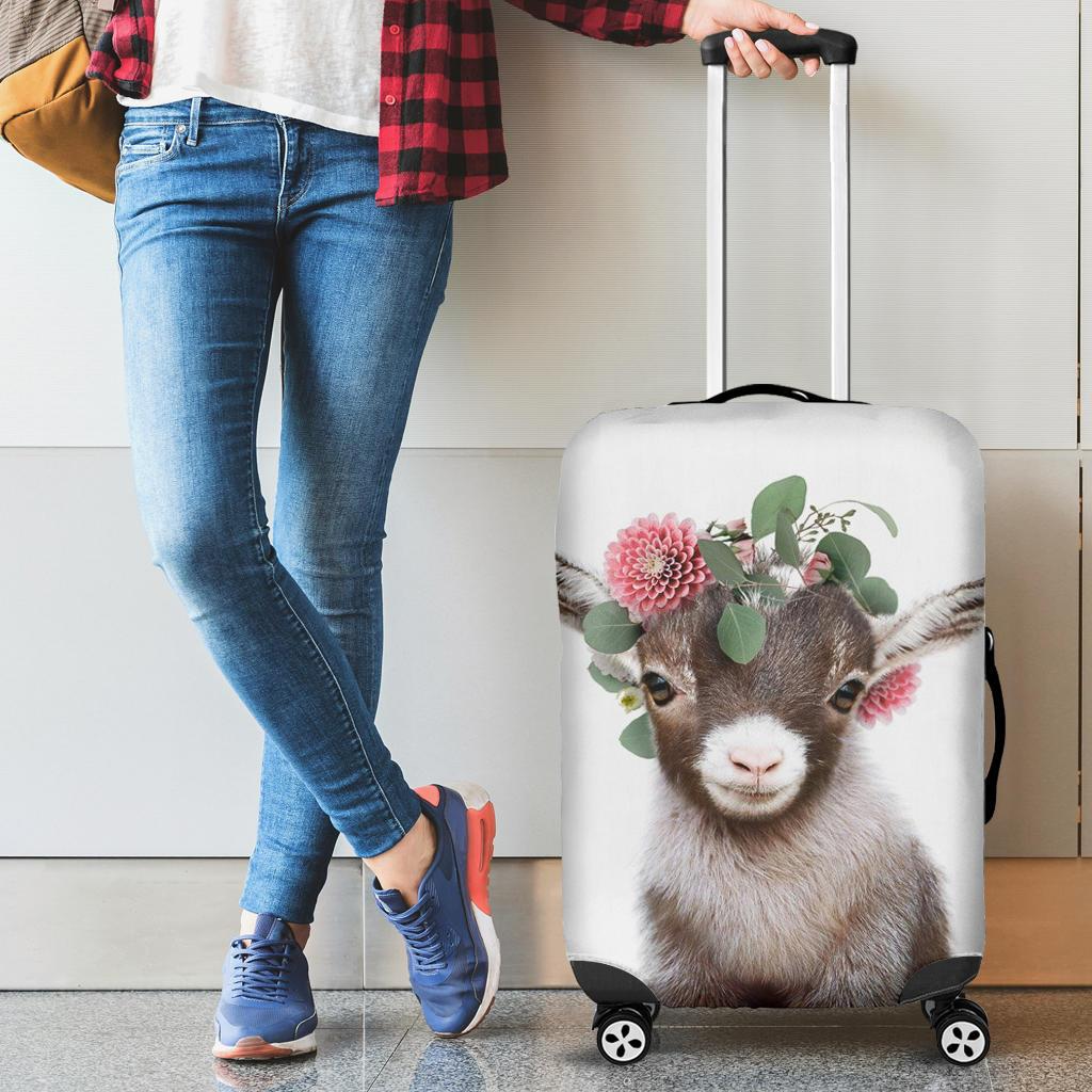 Awesome Hoodied Goatling And Flowers 03 Luggage Cover For Everyone KHGAF03