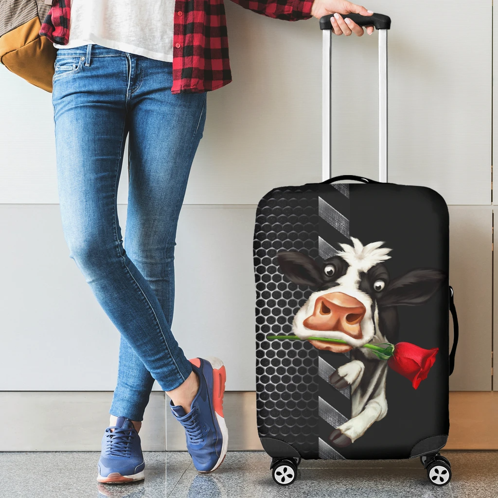Awesome Hoodied Cow And Rose 02 Luggage Cover For Everyone KHCAR02